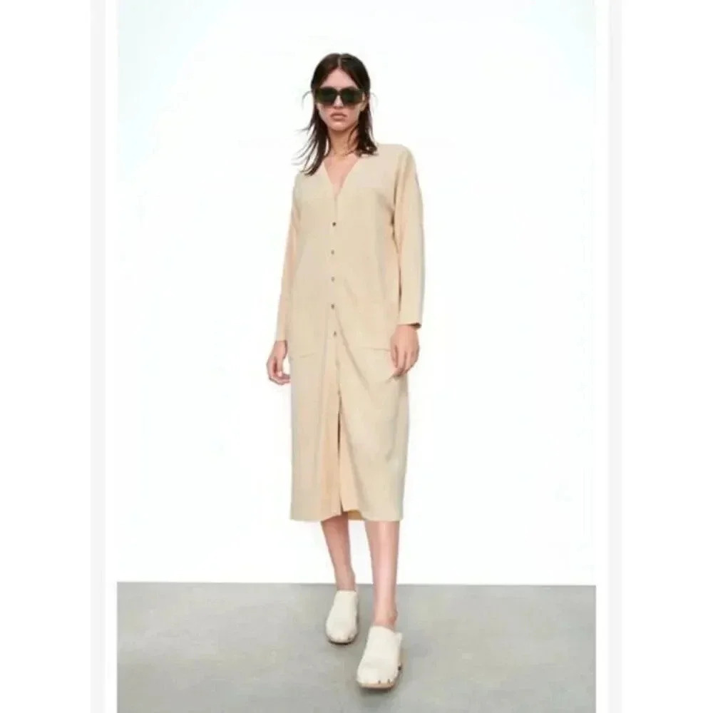 Zara OVERSIZE KNIT CARDIGAN DRESS
